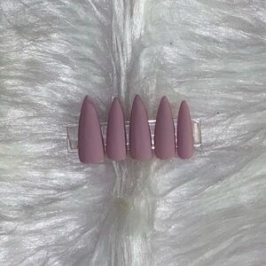 10pc Long Stiletto Matte Mauve with Pink Shimmer Bottoms Press on Nails